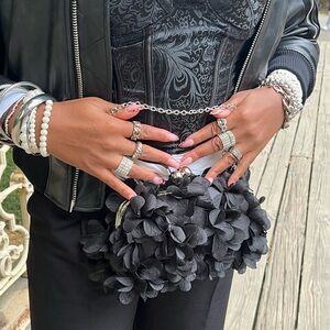 Elegant Black Floral Clutch